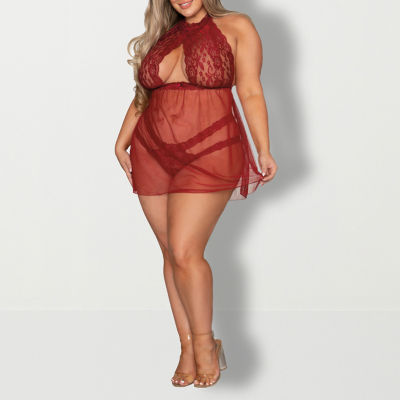 Dreamgirl Plus Lace and Mesh Babydoll with Lace Panty - 11503X
