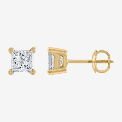 Premier Collection 1 CT. T.W.  Natural Diamond Princess-Cut Stud Earrings in 14K Gold