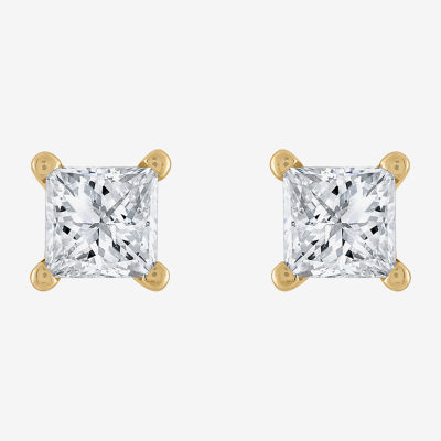 Premier Collection 1 CT. T.W.  Natural Diamond Princess-Cut Stud Earrings in 14K Gold