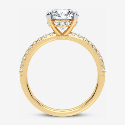 (G-H / Si1-Si2) Womens 2 1/4 CT. T.W. Lab Grown White Diamond 14K Gold Round Side Stone Engagement Ring