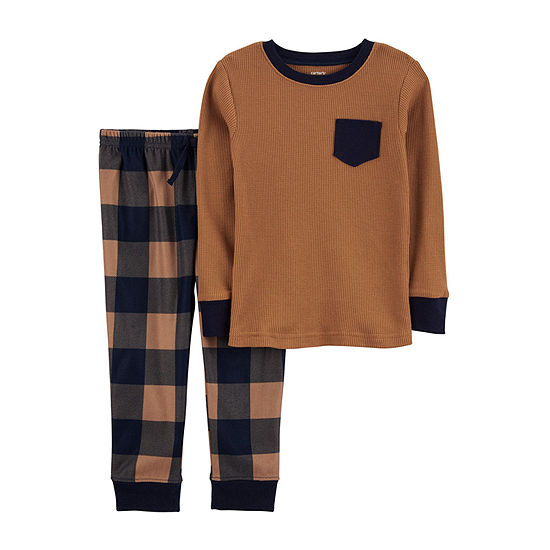 Carter's Thermal Toddler Boys 2-pc. Pant Pajama Set, Color: Brown ...