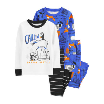 Unisex 4-Piece Printed Snug-Fit Pajama Set for Toddler & Baby