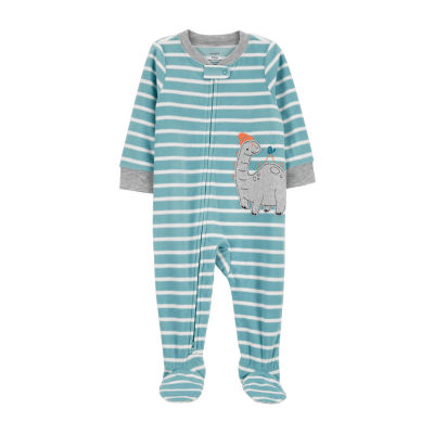 Carter's Fleece Toddler Boys Crew Neck Fleece Long Sleeve Footed Pajamas