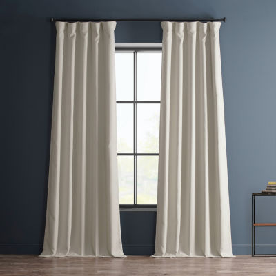 Exclusive Fabrics & Furnishing Faux Linen Light-Filtering Rod Pocket Back Tab Single Curtain Panel