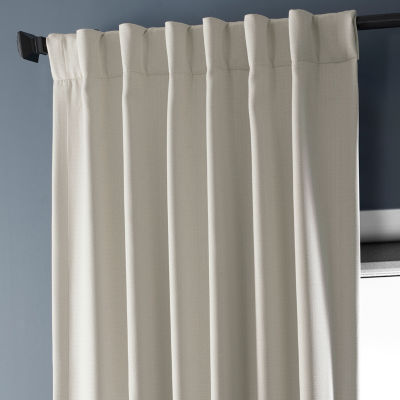 Exclusive Fabrics & Furnishing Faux Linen Light-Filtering Rod Pocket Back Tab Single Curtain Panel