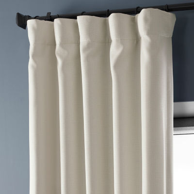 Exclusive Fabrics & Furnishing Faux Linen Light-Filtering Rod Pocket Back Tab Single Curtain Panel