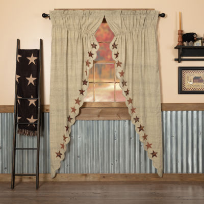 Vhc Brands Abilene Star Prairie Embellished Light-Filtering Rod Pocket Set of 2 Curtain Panel