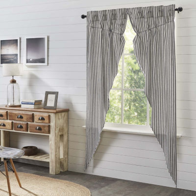 Vhc Brands Ashmont Ticking Prairie Light-Filtering Rod Pocket Set of 2 Curtain Panel