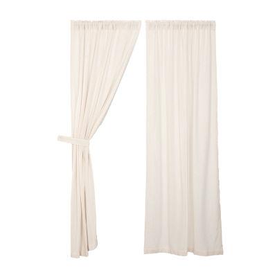 Vhc Brands Cotton Burlap Light-Filtering Rod Pocket Set of 2 Curtain Panel