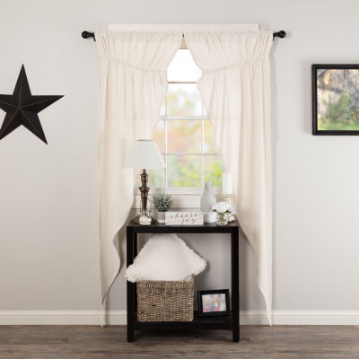Vhc Brands Cotton Burlap Prairie Rod Pocket Light-Filtering Set of 2 Curtain Panels