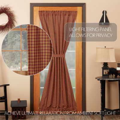 Vhc Brands Country Check Light-Filtering Rod Pocket Single Door Panel Curtain