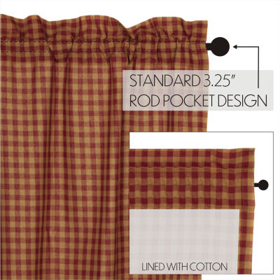 Vhc Brands Country Check Prairie Light-Filtering Rod Pocket Set of 2 Curtain Panel