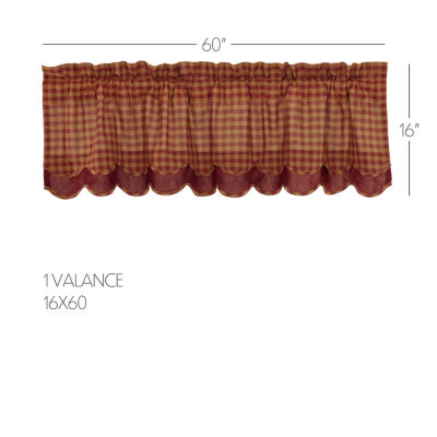 Vhc Brands Country Check Layered Rod Pocket Scallop Valance