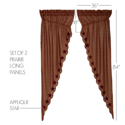 Vhc Brands Country Star Prairie Embellished Light-Filtering Rod Pocket Set of 2 Curtain Panel