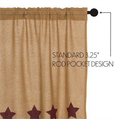 Vhc Brands Ctn Burlap Star Prairie Embellished Light-Filtering Rod Pocket Set of 2 Curtain Panel