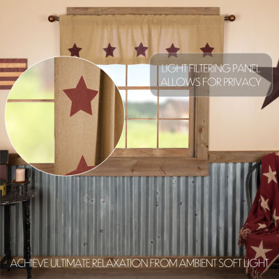 Vhc Brands Cotton Burlap Star Rod Pocket Tailored Valance