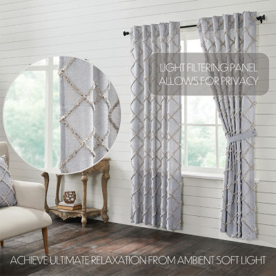 Vhc Brands Frayed Lattice Light-Filtering Rod Pocket Set of 2 Curtain Panel