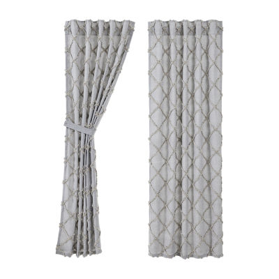 Vhc Brands Frayed Lattice Light-Filtering Rod Pocket Set of 2 Curtain Panel
