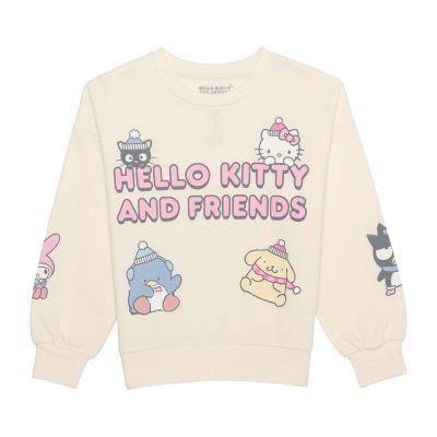 Little & Big Girls Crew Neck Long Sleeve Hello Kitty Pullover Sweater