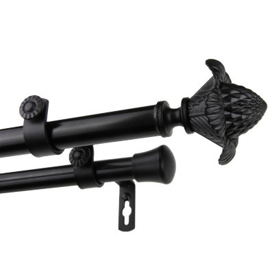 Rod Desyne Double 13/16" Adjustable Curtain Rod with Bloom Finials