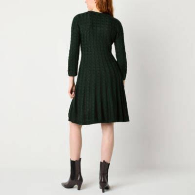 Jessica Howard Womens 3/4 Sleeve Sweater Dress