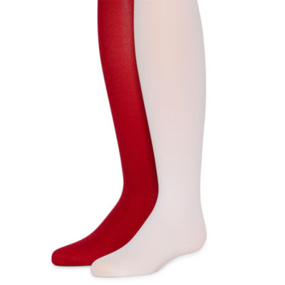Candy Hearts Toddler Girls Tights, Color: Red Lurex White
