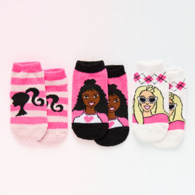 Little & Big Girls 3 Pair Barbie Low Cut Socks