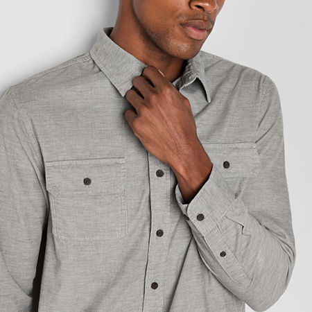 Mutual Weave Mens Long Sleeve Button-Down Corduroy Shirt, Xx-large, Gray