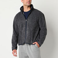 Xersion Sherpa Fleece Mens Fleece Softshell Jacket, Small, Gray