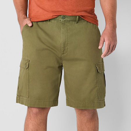 St. John's Bay Comfort Waist 10" & 11" Mens Big and Tall Stretch Fabric Cargo Short, 56 Regular, Green