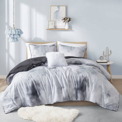 Intelligent Design Karissa Watercolor Tie Dye Printed Comforter Set with decorative pillow