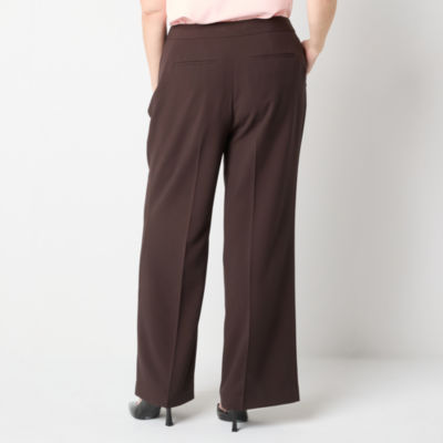 Liz Claiborne-Plus Classic Fit Wide Leg Trouser