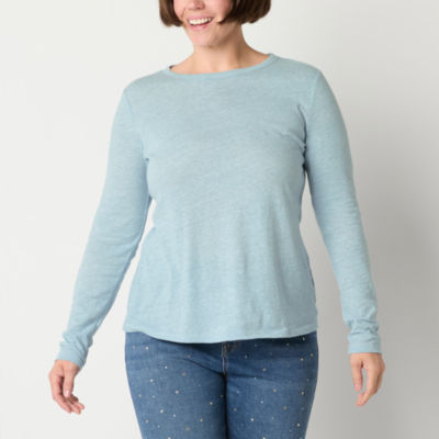 a.n.a Womens Crew Neck Long Sleeve T-Shirt