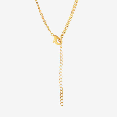 Disney Classics Pineapple Unisex Adult Blue Crystal 18K Gold Over Brass 15 Inch Pendant Necklace