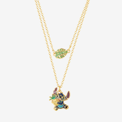 Disney Classics Pineapple Unisex Adult Blue Crystal 18K Gold Over Brass 15 Inch Pendant Necklace
