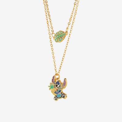 Disney Classics Pineapple Unisex Adult Blue Crystal 18K Gold Over Brass 15 Inch Pendant Necklace