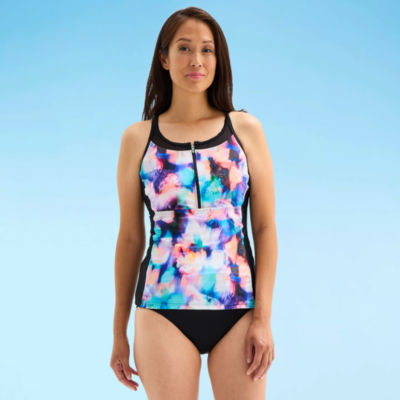 Free Country Womens Stretch Fabric Floral Tankini Swimsuit Top