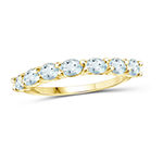 Womens Genuine Blue Aquamarine 14K Gold Over Silver Stackable Ring