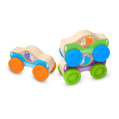 Melissa & Doug First Play Wooden Animal Stacking Cars Baby Play