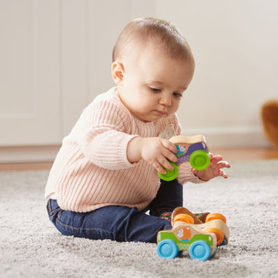 Melissa & Doug First Play Wooden Animal Stacking Cars Baby Play