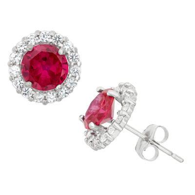 Lab Created Red Ruby 10K White Gold 9.4mm Stud Earrings - JCPenney
