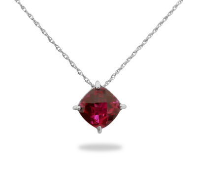 Womens Lead Glass-Filled Red Ruby Sterling Silver Pendant Necklace