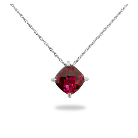 Womens Lead Glass-Filled Red Ruby Sterling Silver Pendant Necklace, One Size