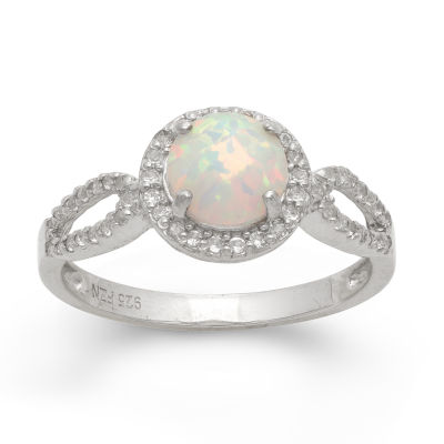 Womens Lab Created White Opal Sterling Silver Cocktail Ring - JCPenney