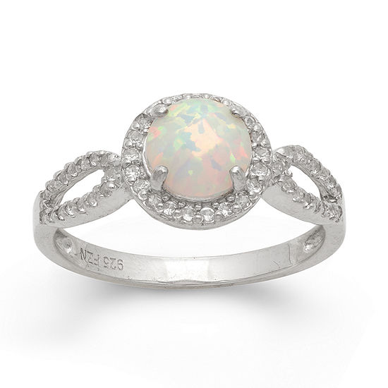 Womens Lab Created White Opal Sterling Silver Cocktail Ring - JCPenney