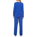 Liz Claiborne Womens Petite V-Neck Long Sleeve 4-pc. Pant Pajama Set