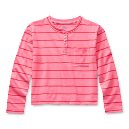 Thereabouts Little & Big Girls Long Sleeve Henley Shirt, X-large (18.5) Plus , Pink