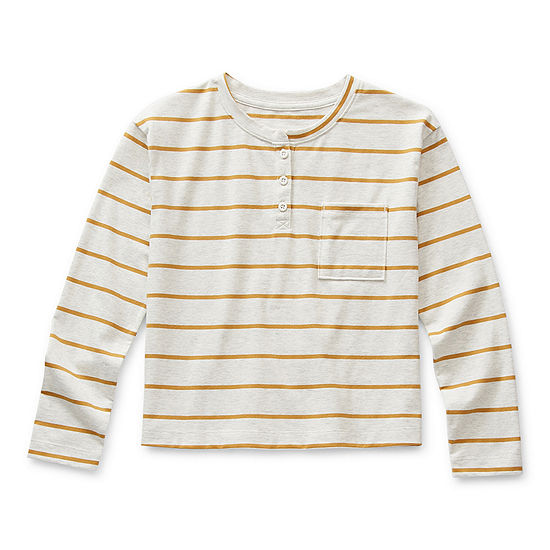 Thereabouts Little & Big Girls Long Sleeve Henley Shirt