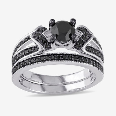 Midnight Black Diamond 1 CT.T.W. Color-Enhanced Black Diamond Sterling ...