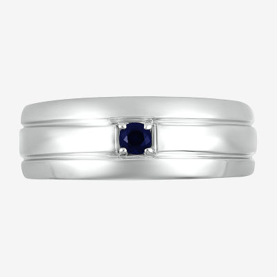 Mens Lab Created Blue Sapphire Sterling Silver Fashion Ring
